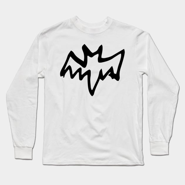 Bat Doodle Black Long Sleeve T-Shirt by Mijumi Doodles